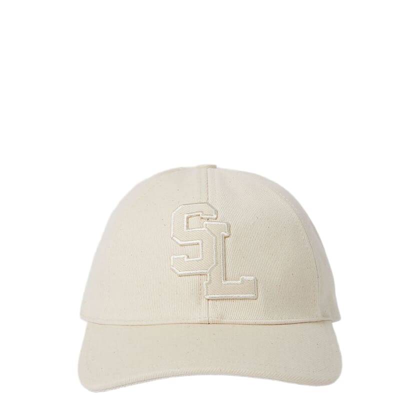 SAINT LAURENT Logo Patch Baseball Cap In Cream