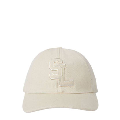 SAINT LAURENT Logo Patch Baseball Cap In Cream