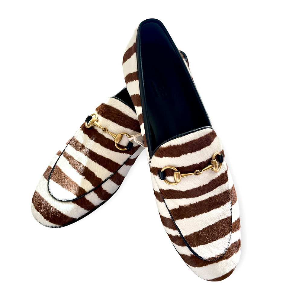 GUCCI Shoes | Gucci Jordaan Loafers Zebra-Print Calf-Hair