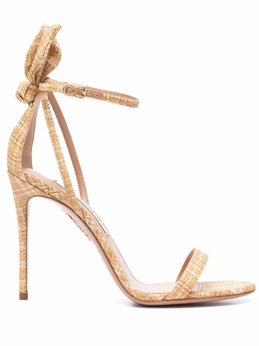 AQUAZZURA 105mm Raffia Bow Stiletto Sandals