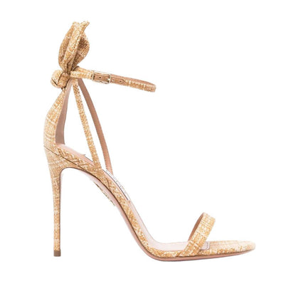 AQUAZZURA 105mm Raffia Bow Stiletto Sandals