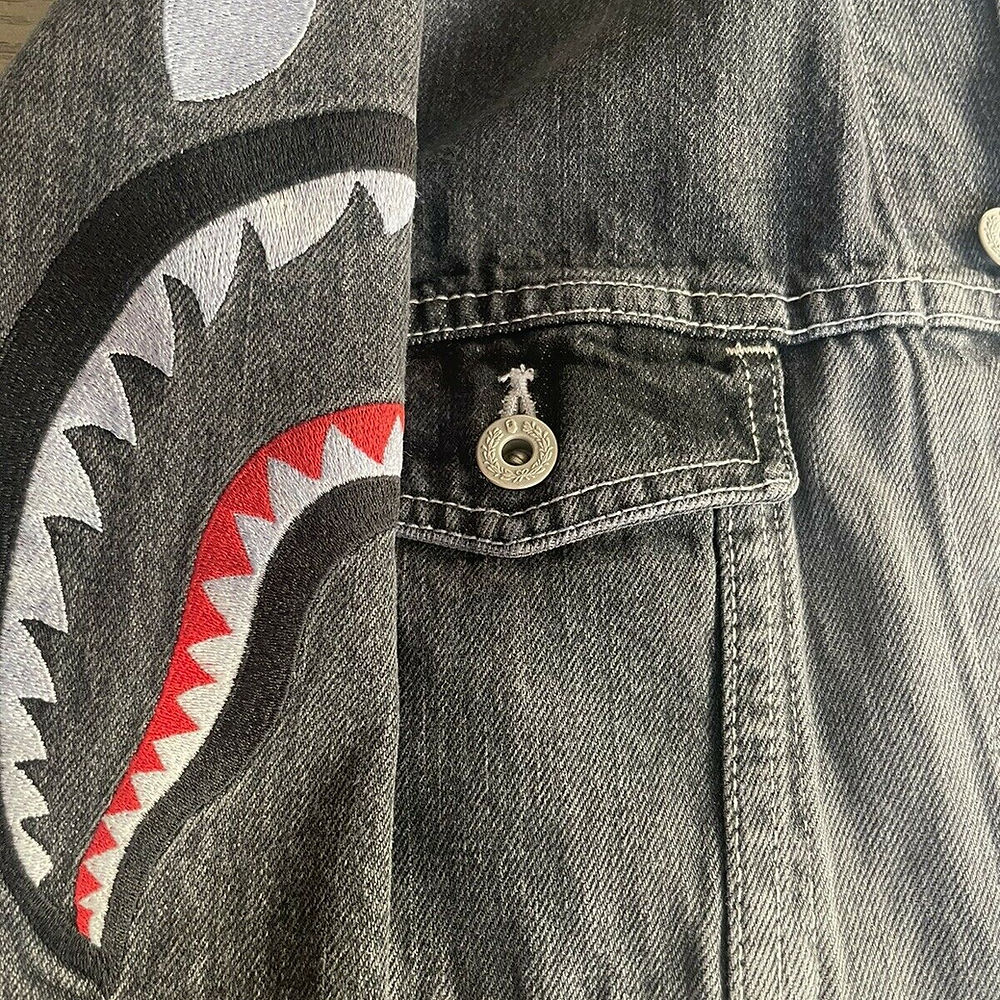 BAPE denim jacket.