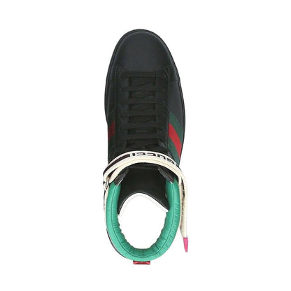 GUCCI Black Stripe Ace High Top Sneakers