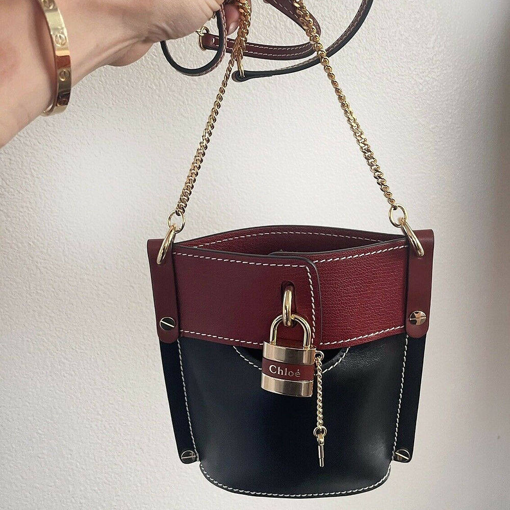 CHLOE Shiny Calfskin Goatskin Bucket Bag