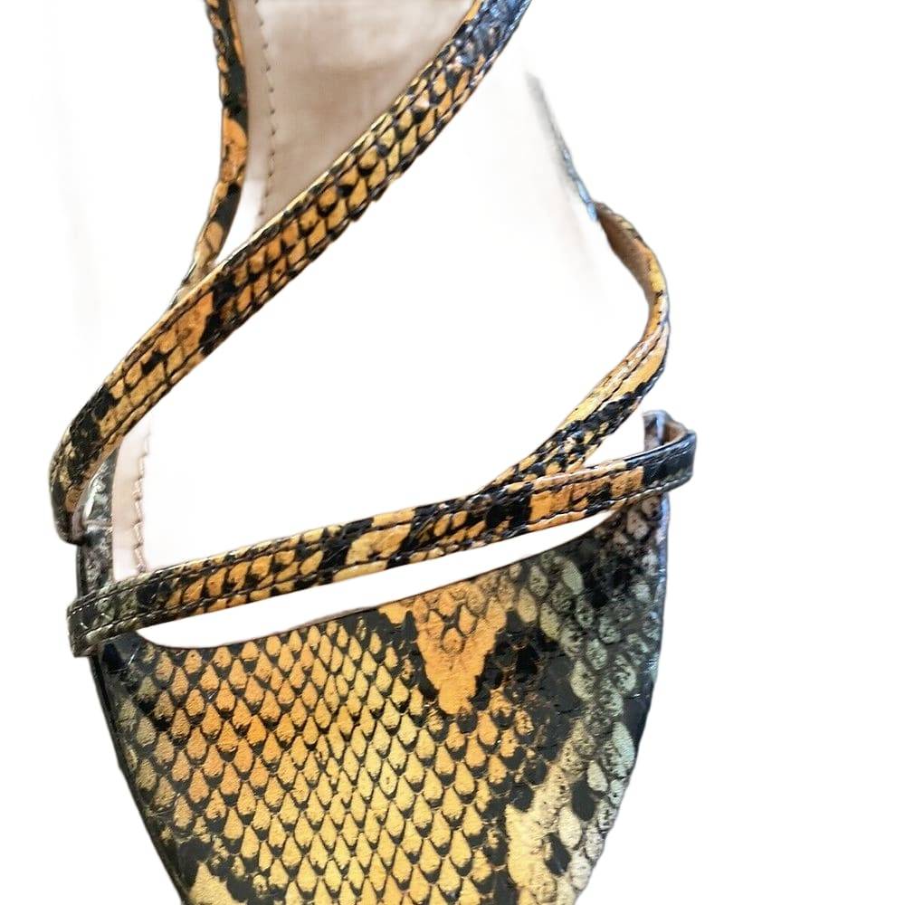 AQUAZZURA Carolyne 60 python-print leather sandals 38.5 Eu/ 8.5 US