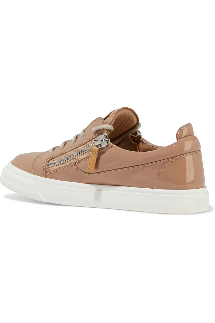 GIUSEPPE ZANOTTI London zip-detailed patent-leather sneakers