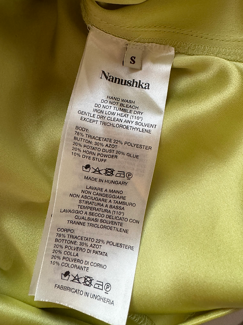 NANUSHKA Yellow Satin Short Dress