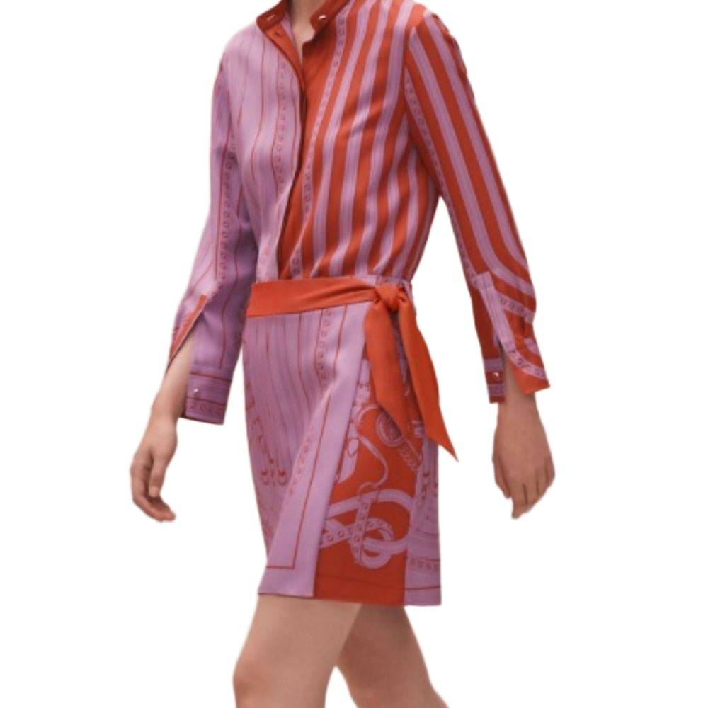 HERMES Silk Logo Mini Skirt
