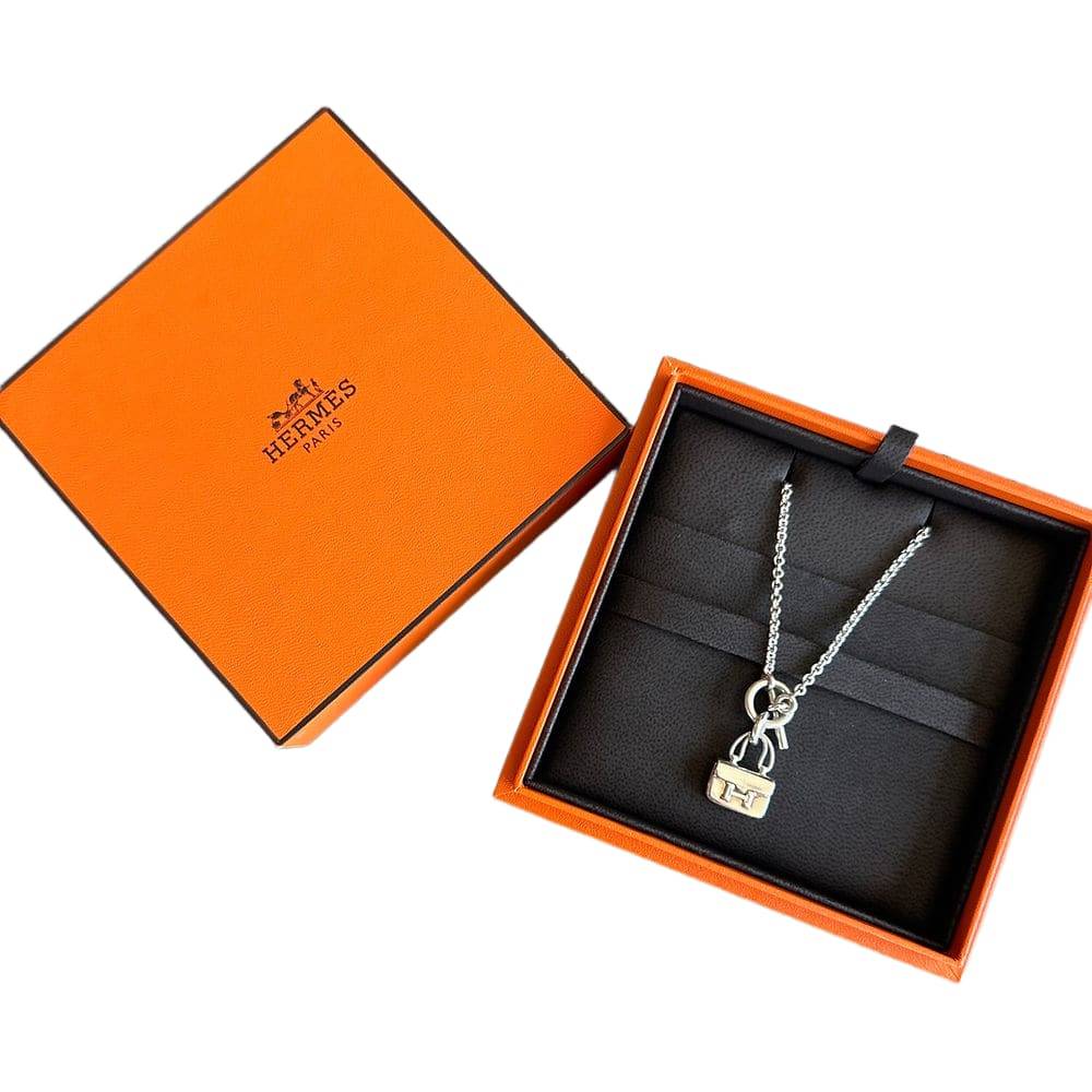 HERMES Sterling Silver Constance Amulettes Pendant Necklace