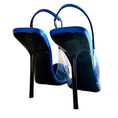 SAINT LAURENT Chica Slingback Pumps In Tpu And Satin Crepe