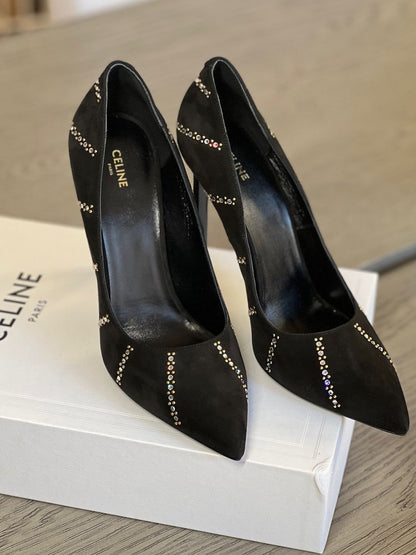 Celine Sharp Suede Pumps