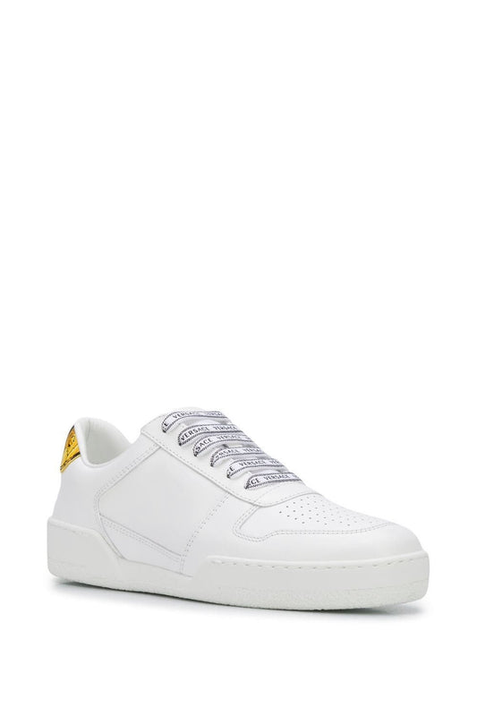 Versace Baroque-Print Leather Unisex Sneakers