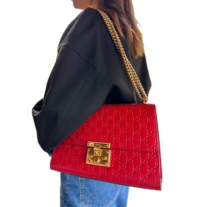 GUCCI Guccissima Medium Padlock Shoulder Bag