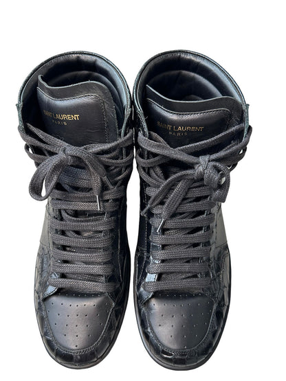 SAINT LAURENT Snakeskin Leather Trim Embellishment Sneakers