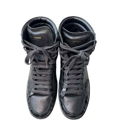 SAINT LAURENT Snakeskin Leather Trim Embellishment Sneakers