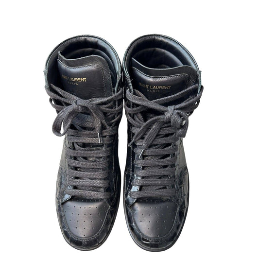 SAINT LAURENT Snakeskin Leather Trim Embellishment Sneakers