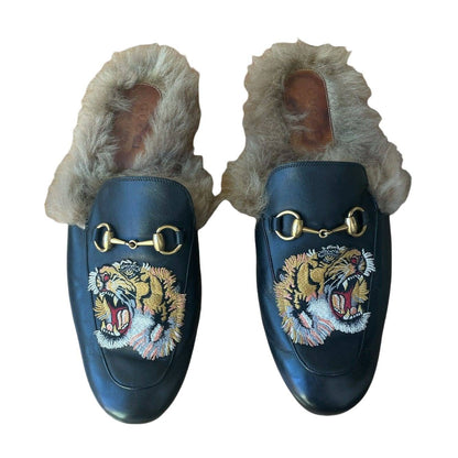 GUCCI 'Princetown' Genuine Fur Tiger Loafer Mule , Male Size 10