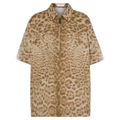 BURBERRY Printed Woven Zip Polo