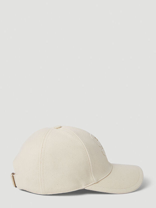 SAINT LAURENT Logo Patch Baseball Cap In Cream