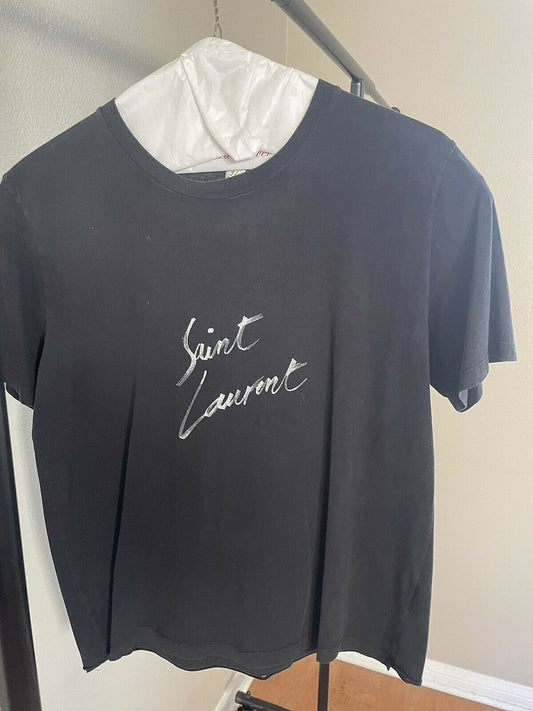 Saint Laurent Signature Logo T-shirt. Black. Size M