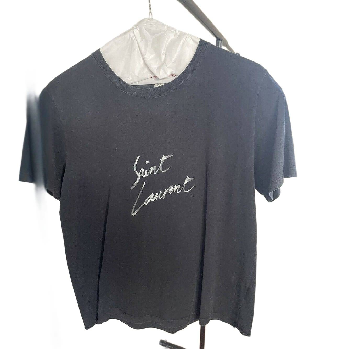Saint Laurent Signature Logo T-shirt. Black. Size M