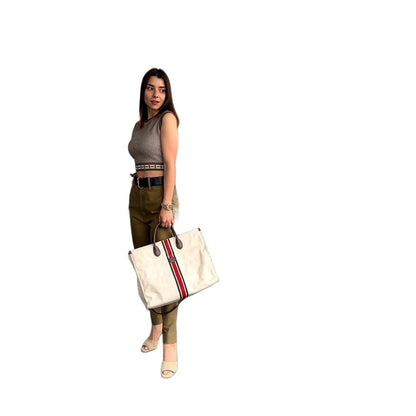 GUCCI Large Foldable Linen Tote Bag