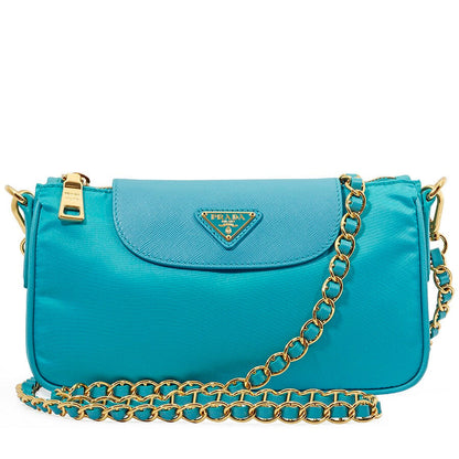 PRADA Nylon Crossbody Bag in Turquoise