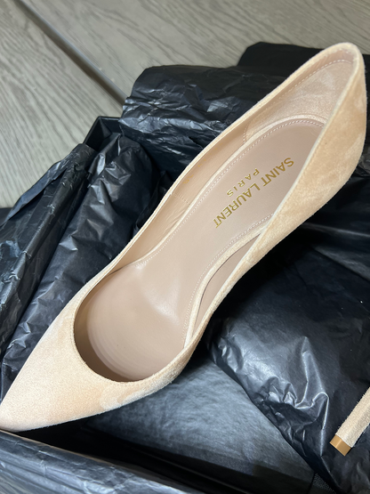 Saint Laurent  Zoe Suede Pump Beige