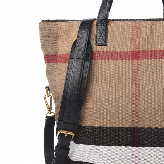 Burberry Grainy Calfskin Mega Check Armley Folding Messenger Black