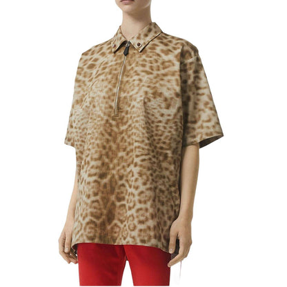 BURBERRY Printed Woven Zip Polo