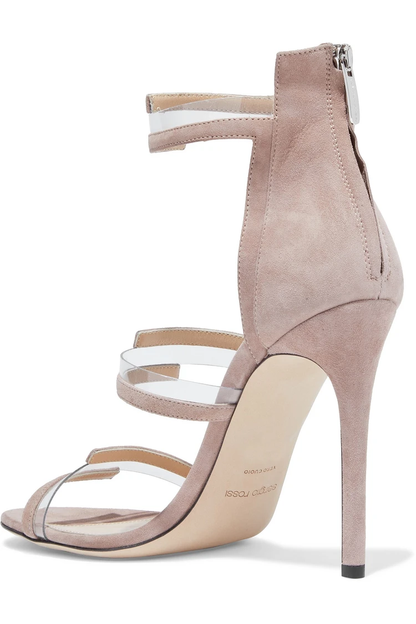 SERGIO ROSSI Karen PVC-trimmed suede sandals