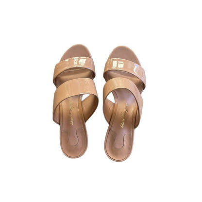 SALVATORE FERRAGAMO BELLUNO Calf Floral Heel Sandals