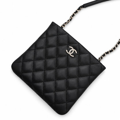 Chanel Quilted Leather Zip Pouch Black SHW