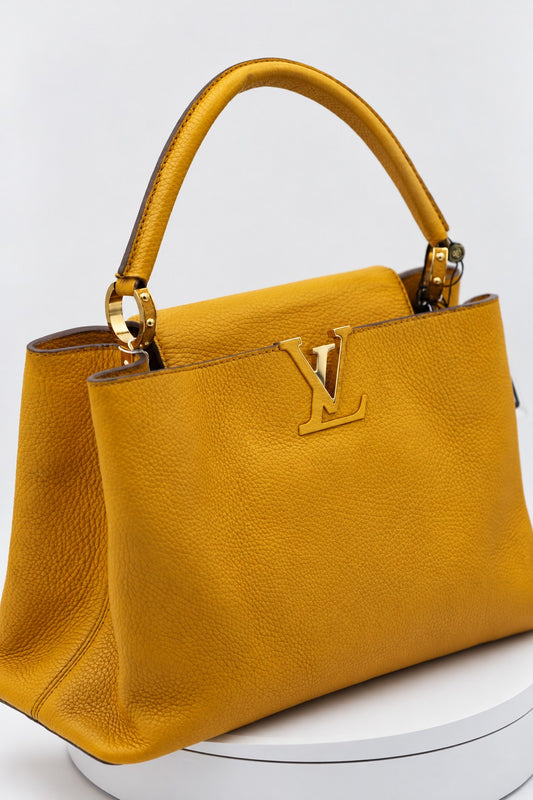 Louis Vuitton Capucines Bag Leather MM Yellow GHW