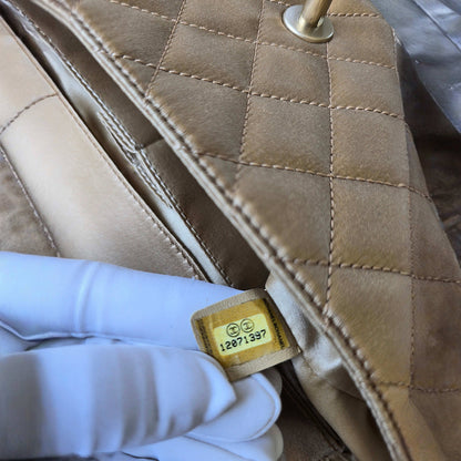 CHANEL Limited Edition Gold Quilted Satin East West Single Flap Bag