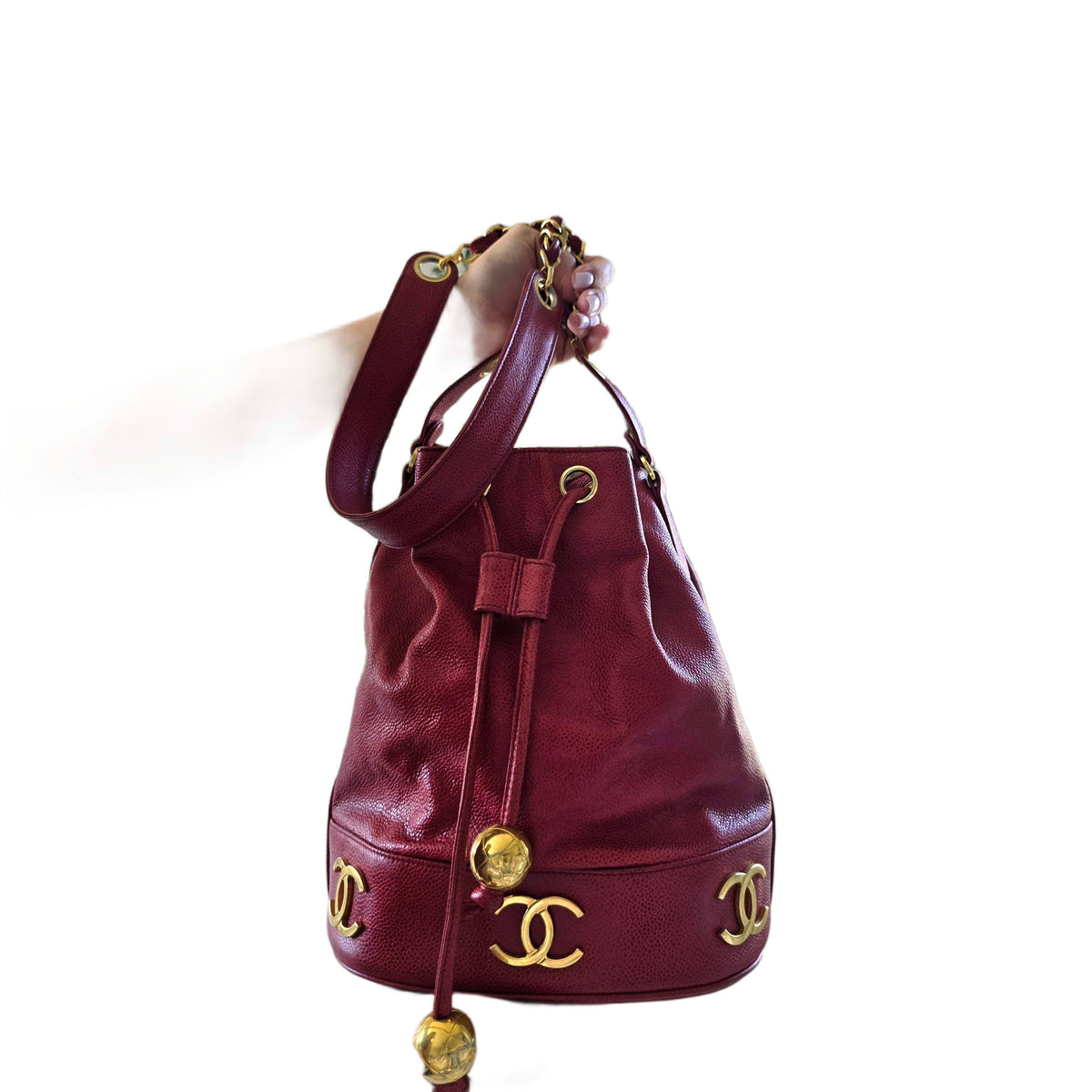 CHANEL Large Triple CC Caviar Bucket Bag