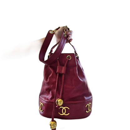 CHANEL Large Triple CC Caviar Bucket Bag
