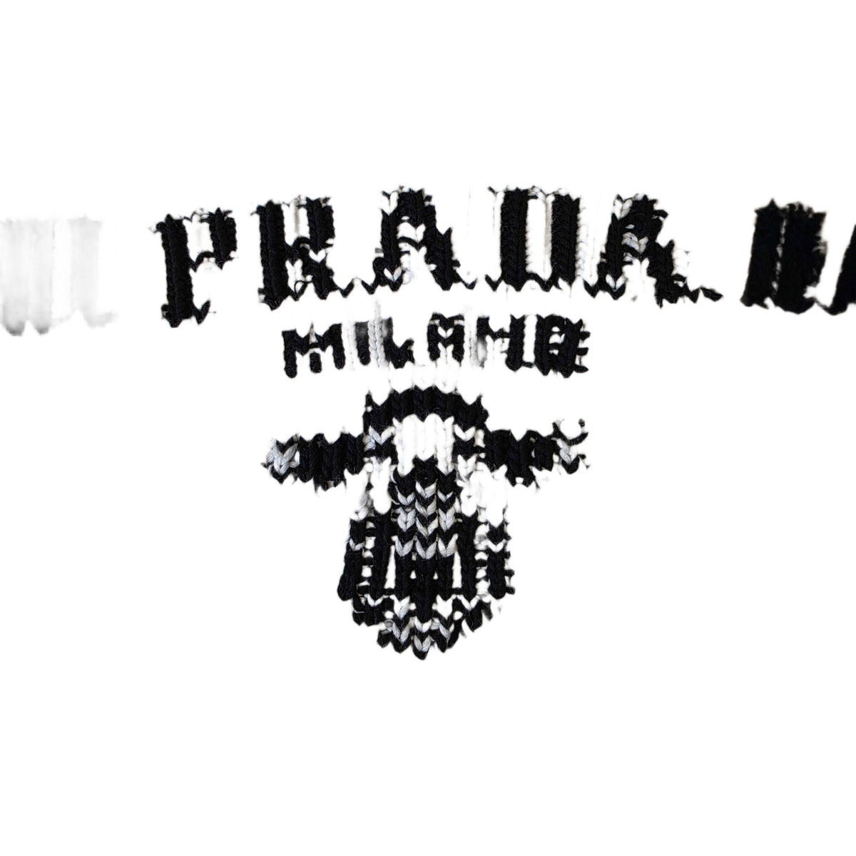 Prada White Intarsia Logo Knit Sweater