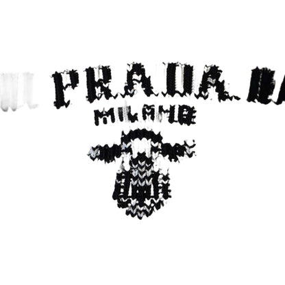 Prada White Intarsia Logo Knit Sweater