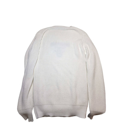 Prada White Intarsia Logo Knit Sweater