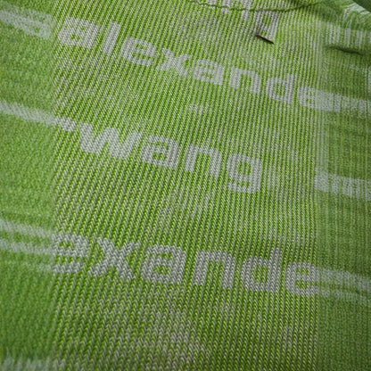 Alexander Wang Bite High Rise Green Logo Print Cut Off Denim