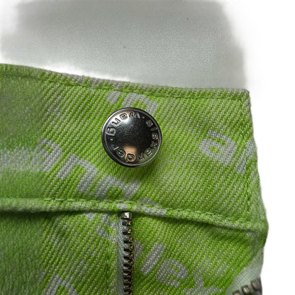 Alexander Wang Bite High Rise Green Logo Print Cut Off Denim