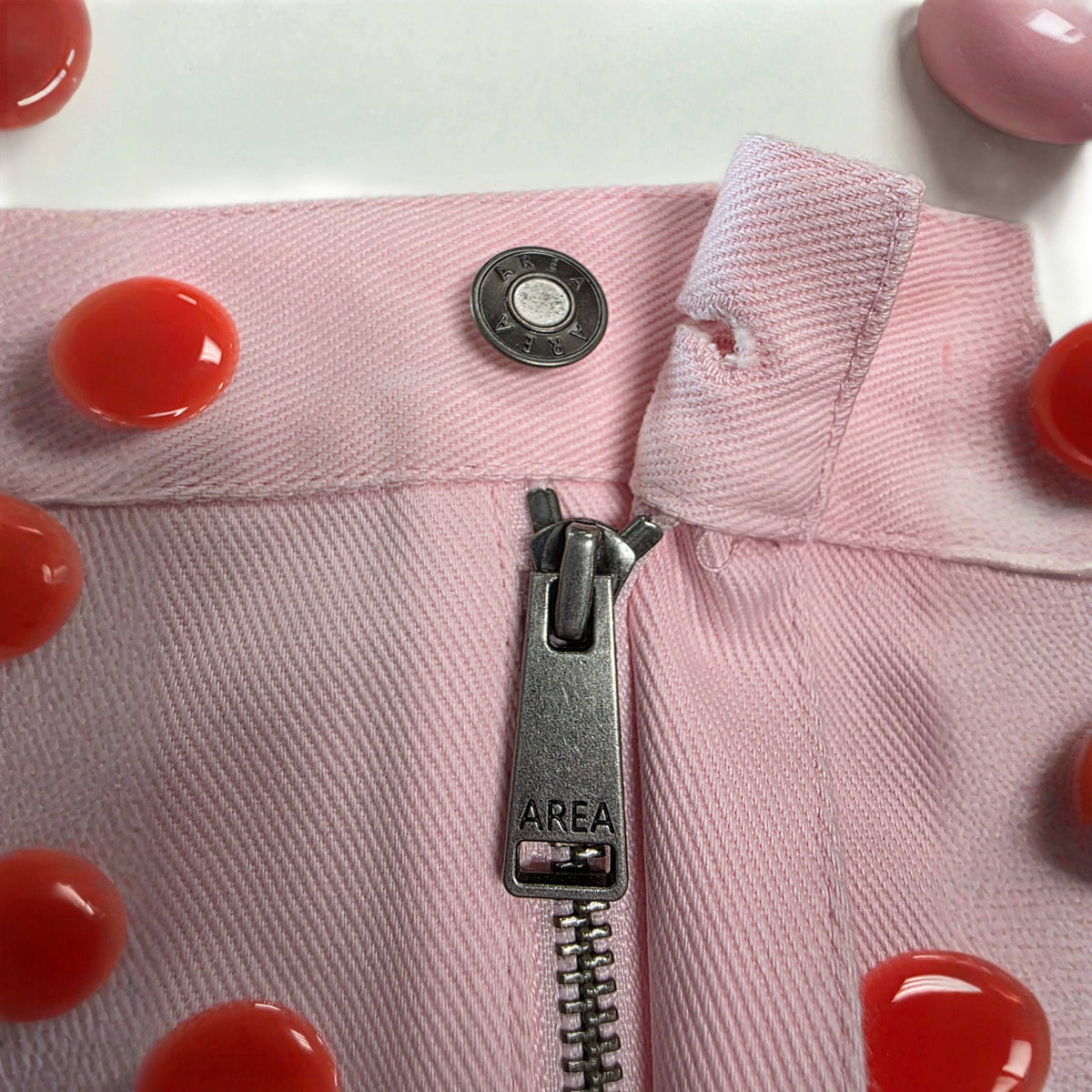 Area Pink Polka Dot Strapless Mini Dress
