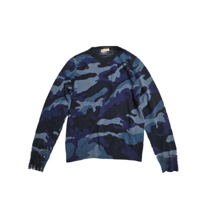Valentino Navy Camo Jacquard Cashmere Sweater