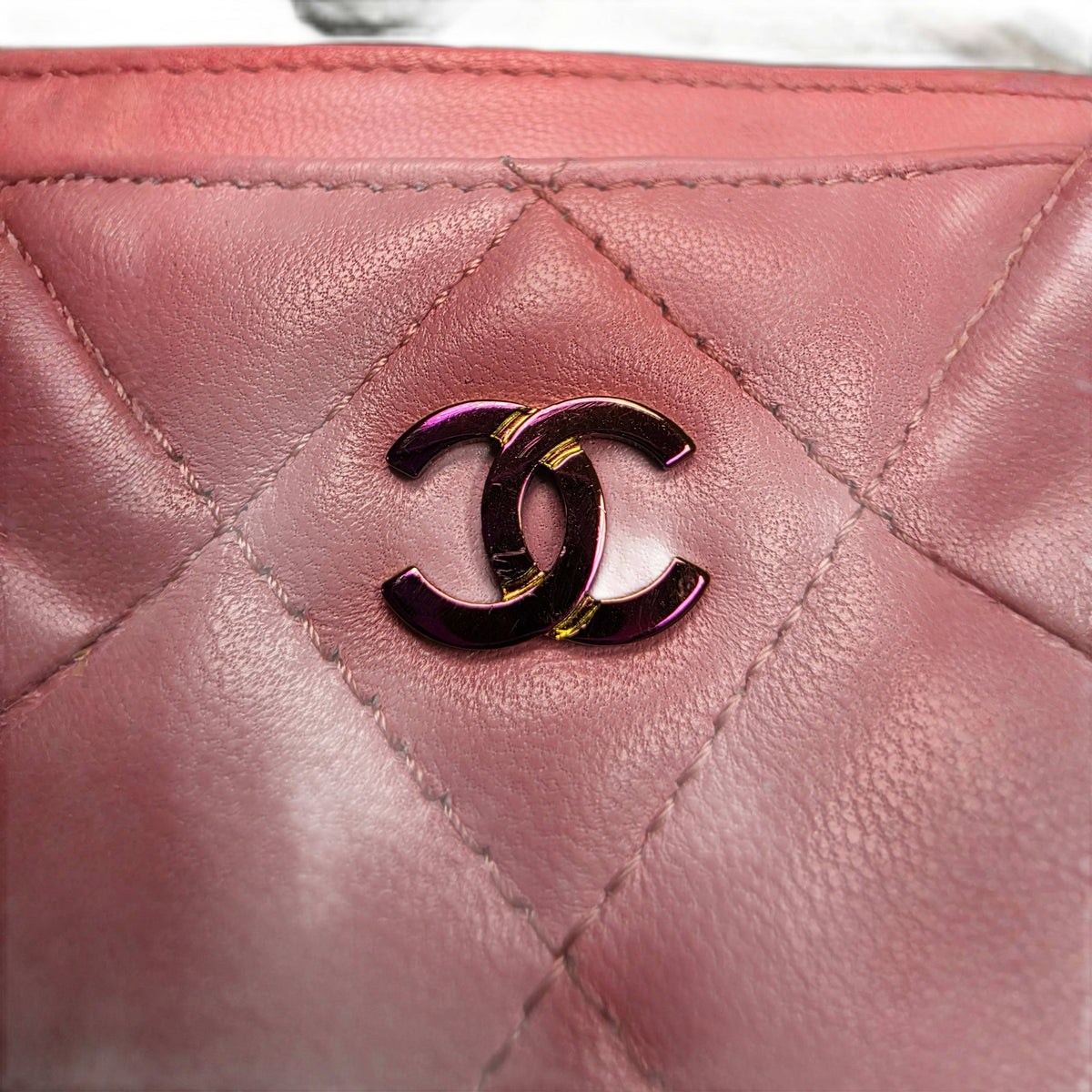 Chanel Caviar Quilted Card Holder Pink