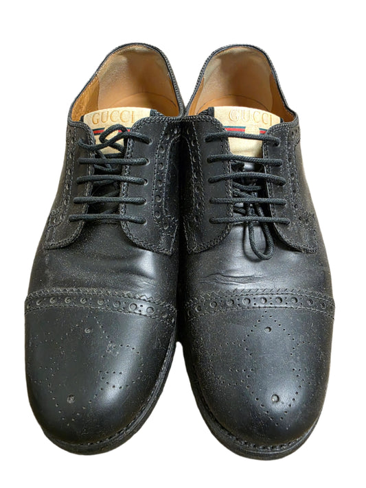 GUCCI Black Derby Men's Lace Up Dress Shoes