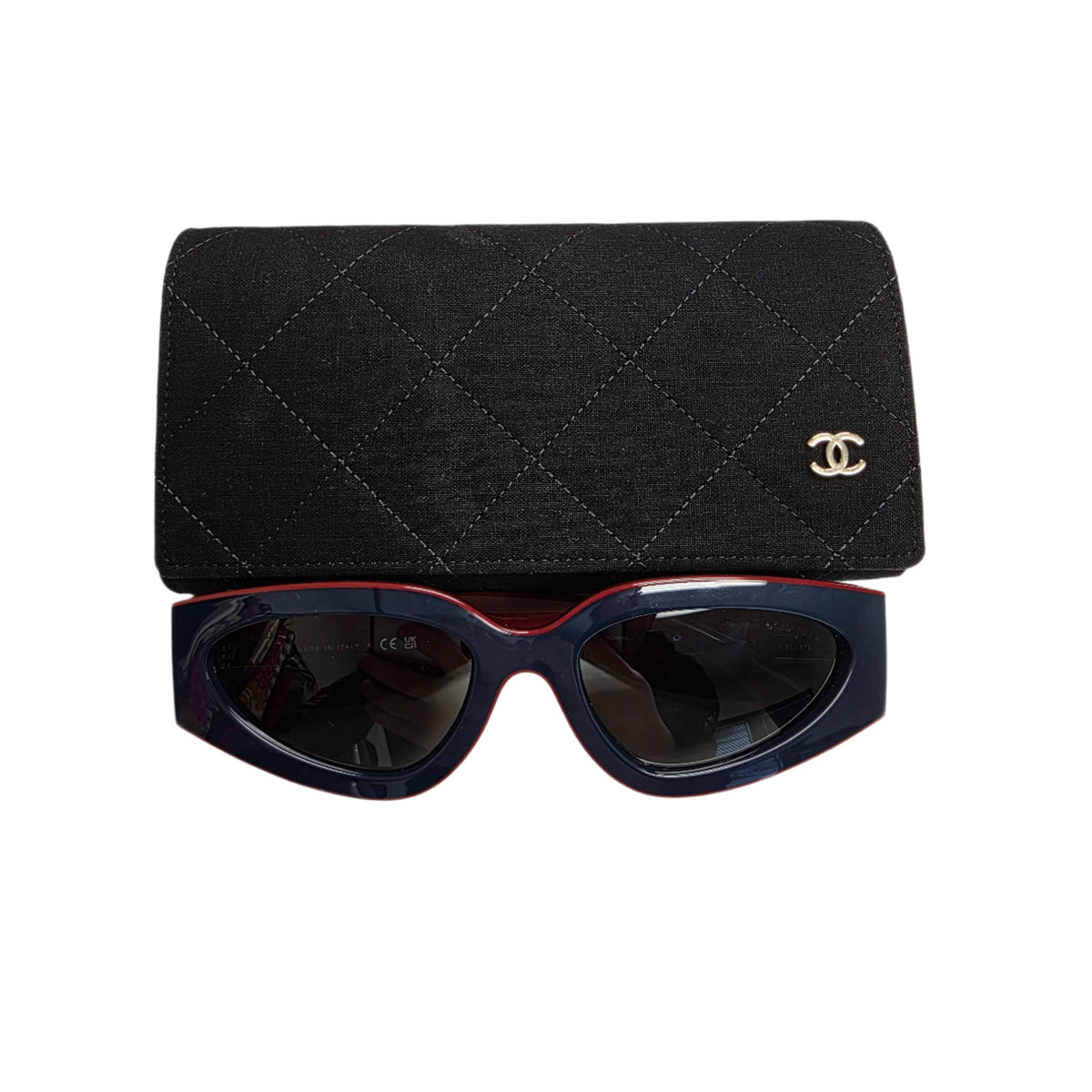 Chanel Cat Eye Sunglasses Blue/Burgundy