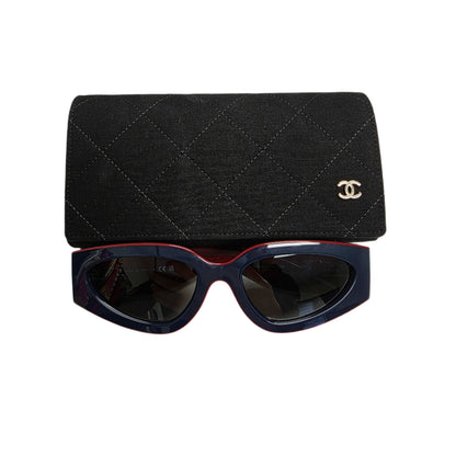Chanel Cat Eye Sunglasses Blue/Burgundy