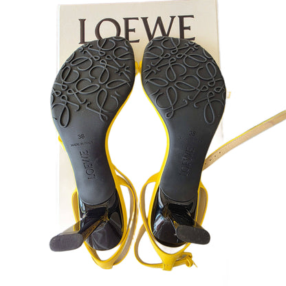 Loewe Leather Slingback Sandals Yellow