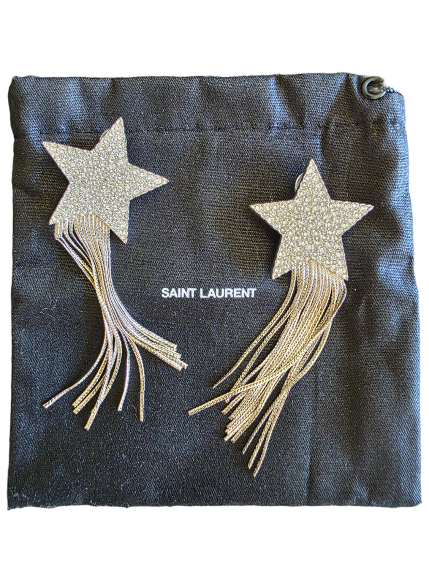 Saint Laurent Crystal Shooting Star Tassel Clip-on Earring
